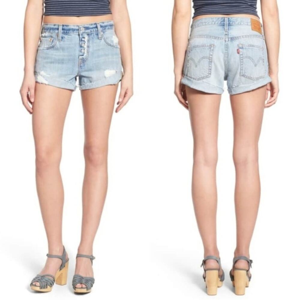 Levi's Distressed Exposed Button Fly Shorts